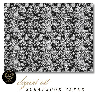 Weiße Spitze auf schwarzem Scrapbook-Papier