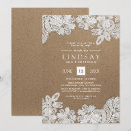 Weiße Spitze | Einladungen zu Kraft Paper Bridal S