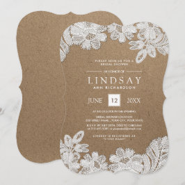 Weiße Spitze | Einladungen zu Kraft Paper Bridal S