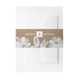 Weiße Spitze | Hochzeitsarbeit von Kraft  Einladungsbanderole