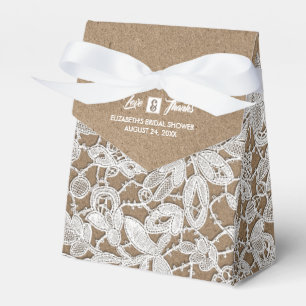 Weiße Spitze   Kraft Paper Brautparty Fevor Boxes Geschenkschachtel
