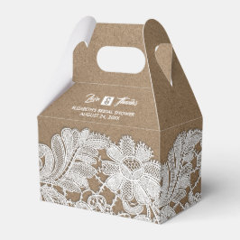 Weiße Spitze | Kraft Paper Brautparty Fevor Boxes Geschenkschachtel