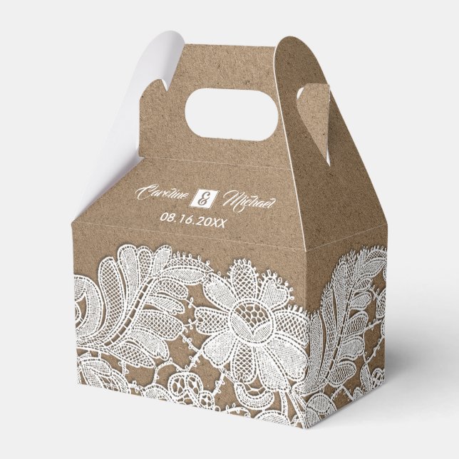 Weiße Spitze | Kraftpapierboxen für die Gastgesche Geschenkschachtel (Vorderseite)