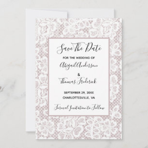 Weiße Spitze Maubeerstaubige Rosenpink Save-the-Da Save The Date