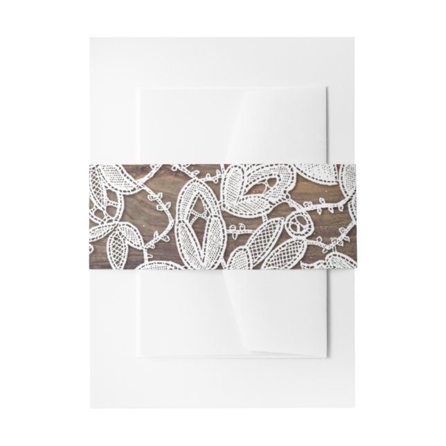 Weiße Spitze | Stall Wood Wedding Einladungsbanderole (Vorderseite Beispiel)