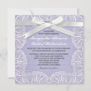 Weiße Spitze und blaue Hochzeitseinladungen Einladung