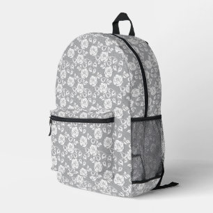 Weiße Spitzen auf grauem Hintergrund Bedruckter Rucksack
