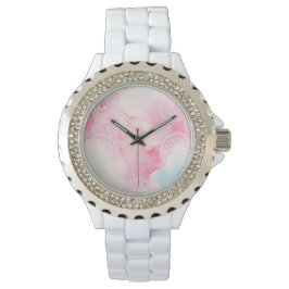 Weiße Spitzen-Lackmusterklee Armbanduhr