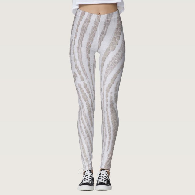 Weiße Spitzen-Muster Leggings (Vorderseite)