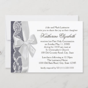 Weiße Spitzen und Denim Erste Kommune Einladung