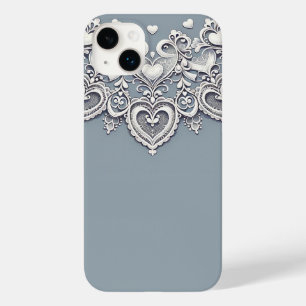Weiße Spitzenherzen Romantischer Charme Elegant Case-Mate iPhone 14 Plus Hülle