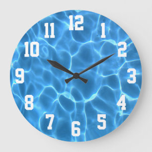 Weiße Sportzahlen Aqua Blau Schwimmbad Foto Große Wanduhr