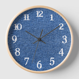 Weiße Sprenkel Zahlen Tiefblaue Denim Uhr