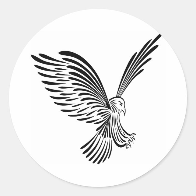 Weiße Stammes- Tätowierung Eagle Runder Aufkleber (Vorderseite)