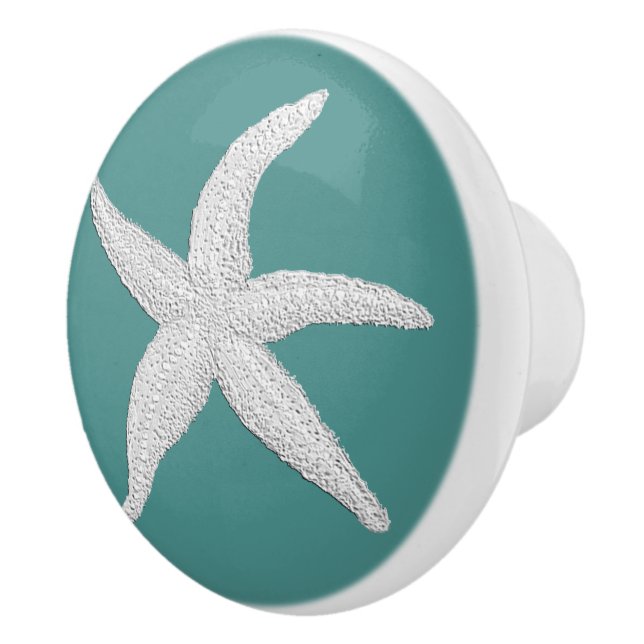 Weiße Starfish u. Ihre Hintergrund-Farbe Keramikknauf (Rechts)