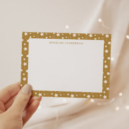 Weiße Stars Senf Gelbe Monogramm Mitteilungskarte