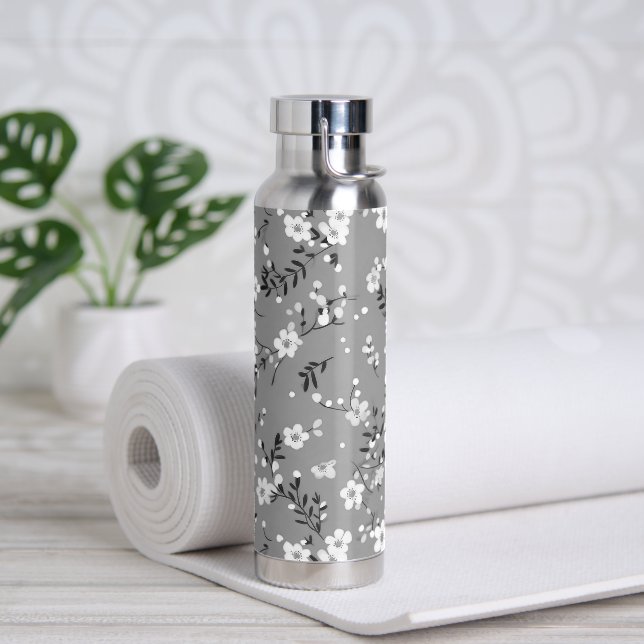 Weiße Stellen auf Grau Trinkflasche (Yoga)