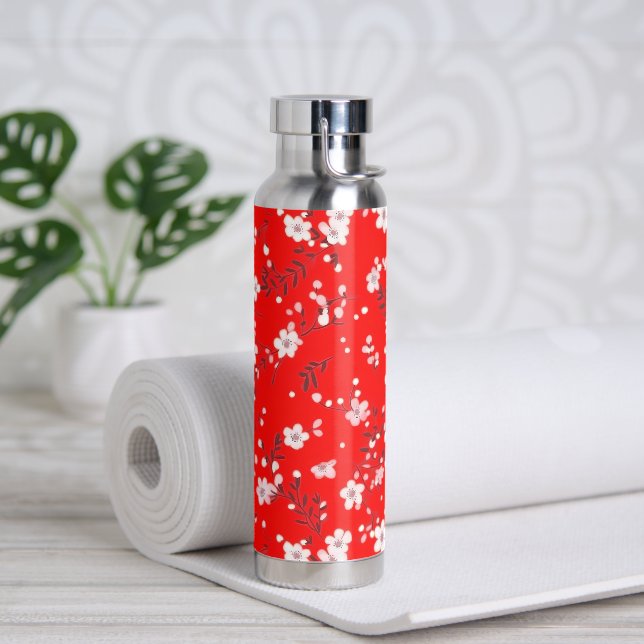 Weiße Stellen auf Rot Trinkflasche (Yoga)