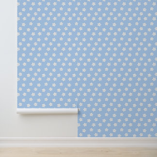 Weiße Sterne auf blauem Kinderzimmer-Wallpaper Tapete