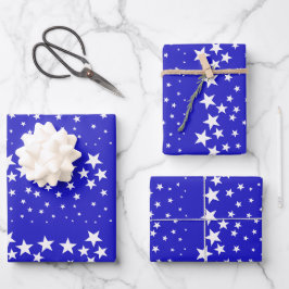 Weiße Sterne auf dem Hintergrund des tiefblauen Hi Geschenkpapier Set