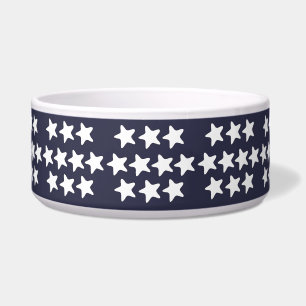 Weiße Sterne auf navyblauem Haustier Napf