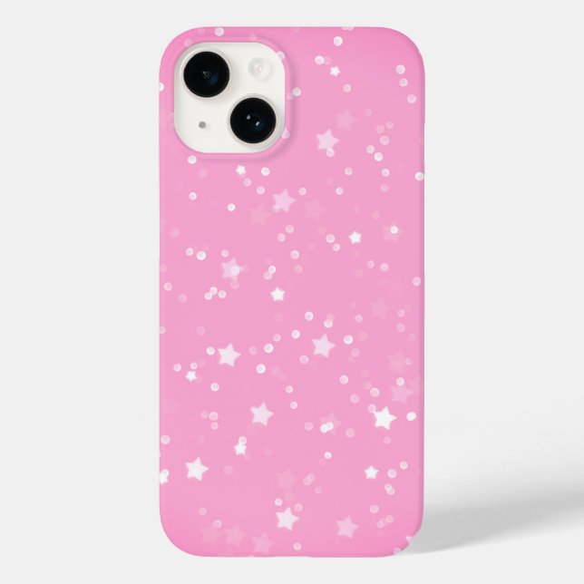 Weiße Sterne auf rosa Case-Mate iPhone 14 Hülle (Rückseite)