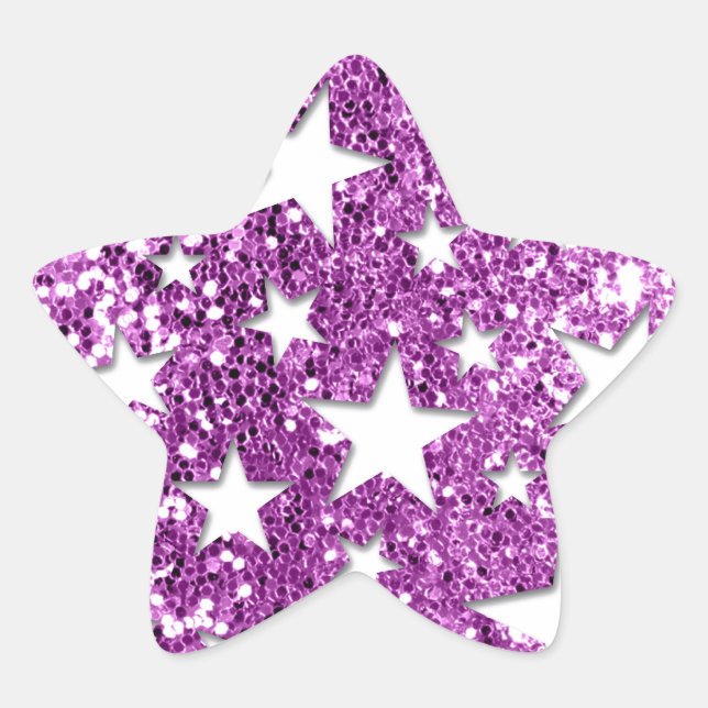 Weiße Sterne auf rosa Glitzer aussehen Stern-Aufkleber (Vorderseite)