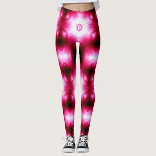 weiße Sterne auf rosa/schwarz Leggings