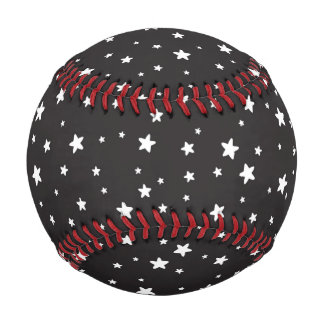 Weiße Sterne auf schwarzem Baseball
