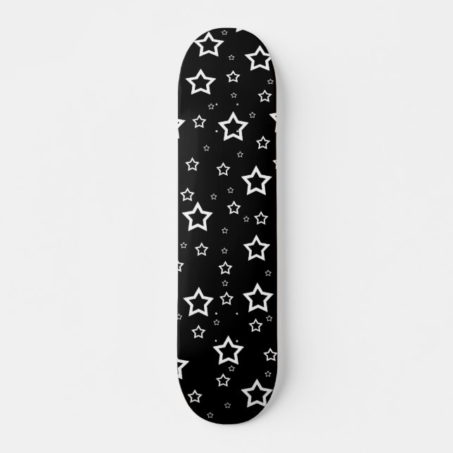 Weiße Sterne auf schwarzem Hintergrund: Skateboard (Vorne)