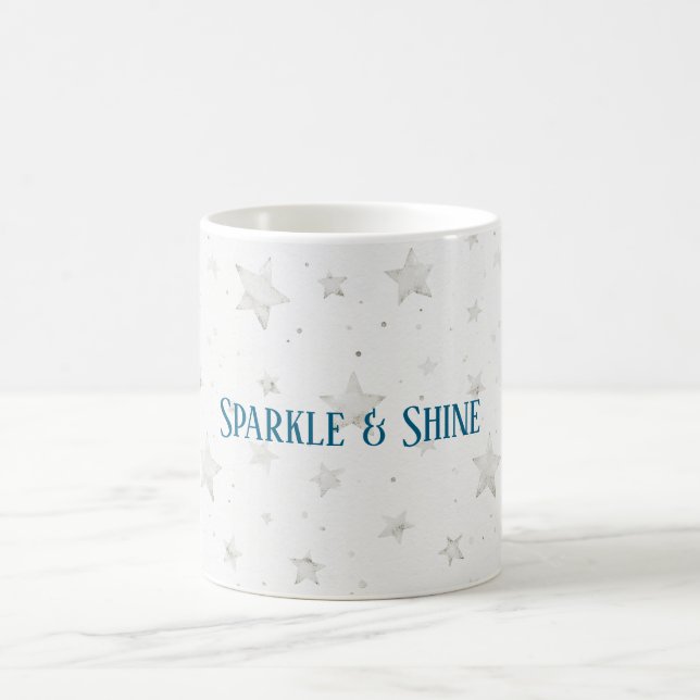 Weiße Sterne funkeln Kaffeetasse (Mittel)