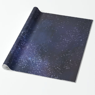 Weiße Sterne und Mitternachtsblau Geschenkpapier