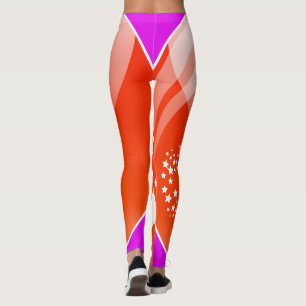 Weiße Sterne und orangefarbene Leggings