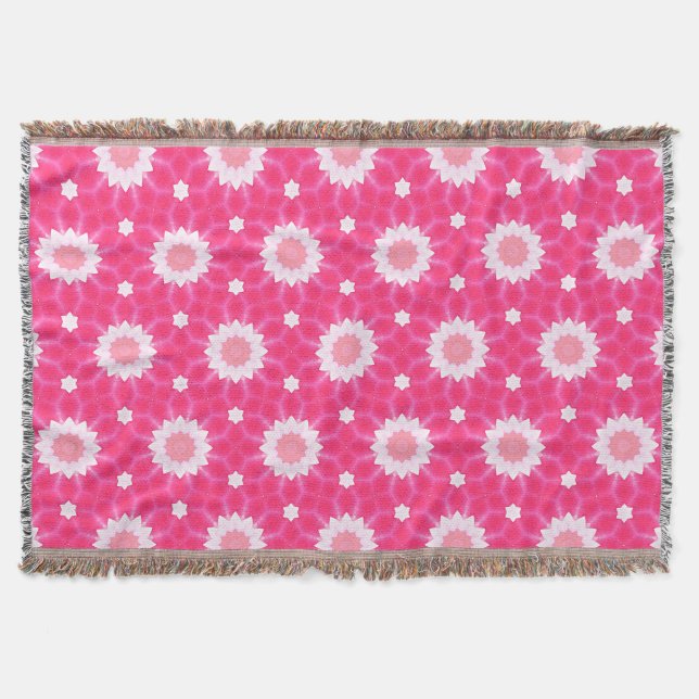 Weiße Sterne und Sterne über rosa Hintergrundmuste Decke (Vorderseite)