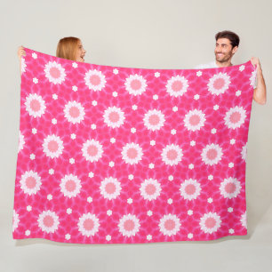 Weiße Sterne und Sterne über rosa Hintergrundmuste Fleecedecke