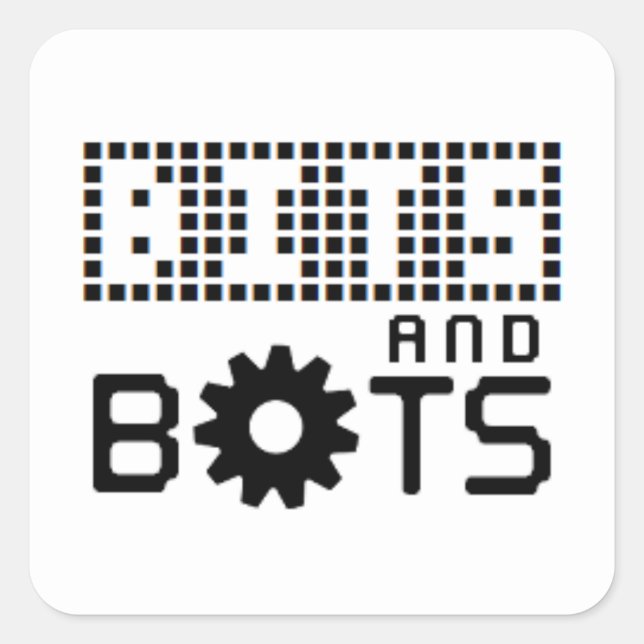 Weiße Stickerchen und Bots Quadratischer Aufkleber (Vorderseite)