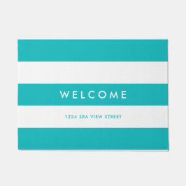 Weiße Streifen bearbeitbare Hintergrundfarben Will Fußmatte