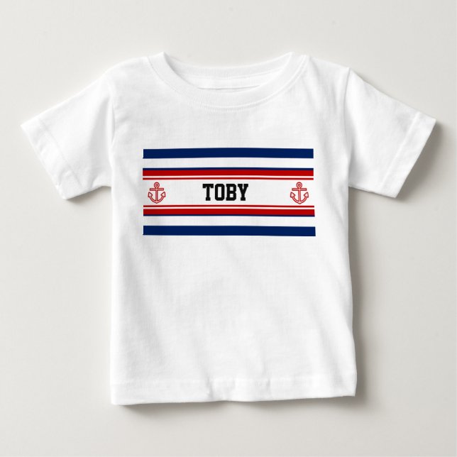 Weiße Streifen der Nautic Navy Baby T-shirt (Vorderseite)