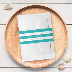 Weiße Streifen & editierbare Farbe Nautische Hochz Einladungsbanderole