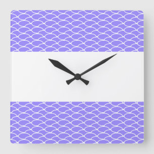 Weiße Streifen mit Lila Geflechten Quadratische Wanduhr