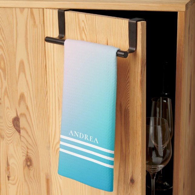 Weiße Streifen mit weichem Verlauf Geschirrtuch (Drittel gefaltet)