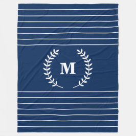 Weiße Streifen Moderne Minimalistische Navy Blue M Fleecedecke