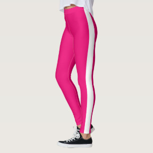 Weiße Streifen Pink-Leggings oder Farbauswahl Leggings