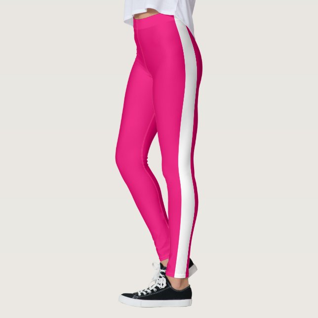 Weiße Streifen Pink-Leggings oder Farbauswahl Leggings (Links)