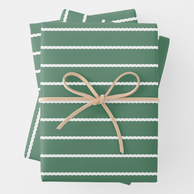 Weiße Streifen schnörkellose Linien Weihnachten Geschenkpapier Set (Beispiel)