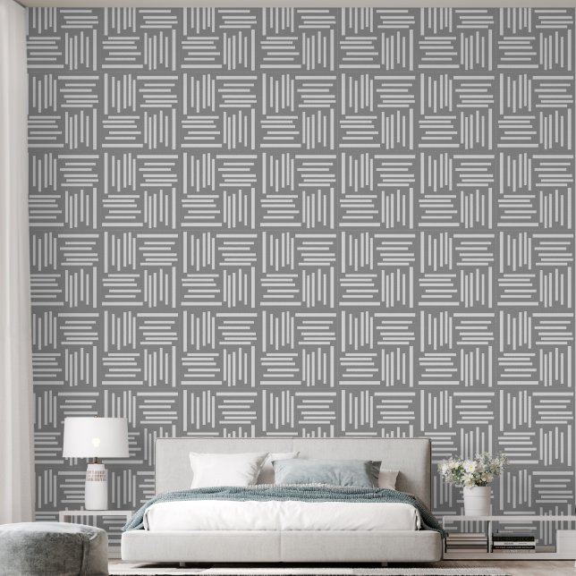 Weiße Streifen und grauer Hintergrund Tapete (Schlafzimmer)
