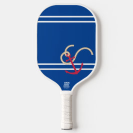 Weiße Streifen und roter Anker Pickleball Schläger
