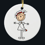 Weiße Strichmännchen Krankenschwester 2 Keramik Ornament<br><div class="desc">Krankenschwestern, T - Shirt, Tasse, Karten, Aufkleber, Taschen, Knöpfe und andere Pflegeartikel und Geschenke mit einem Strichmännchen Krankenschwester mit Stethoskop.</div>