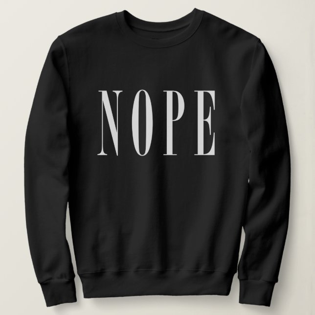 Weiße Strickjacke des Text-NOPE Sweatshirt (Design vorne)