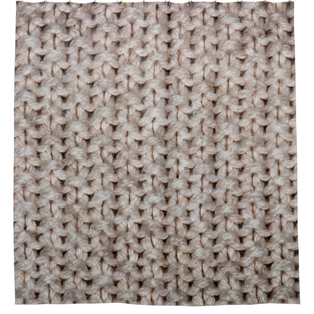Weiße Strickwoll-Textur Hintergrund. Duschvorhang (Vorderseite)